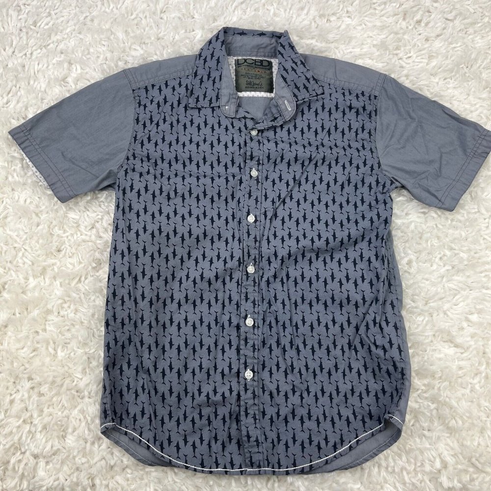 DCBD Drill Clothing Co Boys Sz Medium Short Sleeve Button Up Cotton Collared